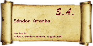 Sándor Aranka névjegykártya